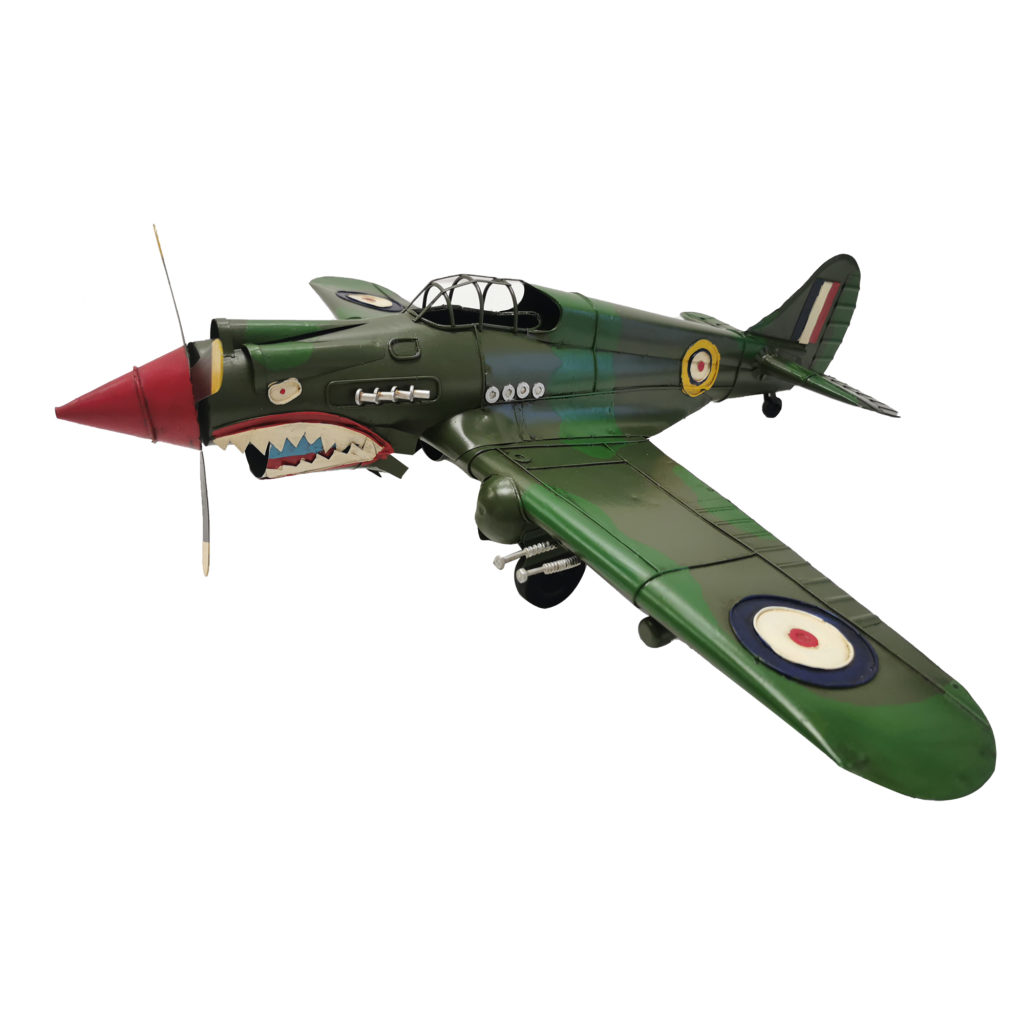 Airplane Curtiss P-40 Warhawk Sterling Silver Keychain, Airforce Jet