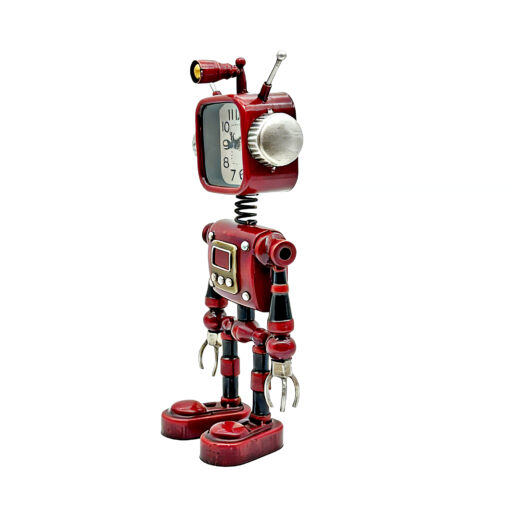 Industrial Steampunk Red Robot Table Clock | Boxman