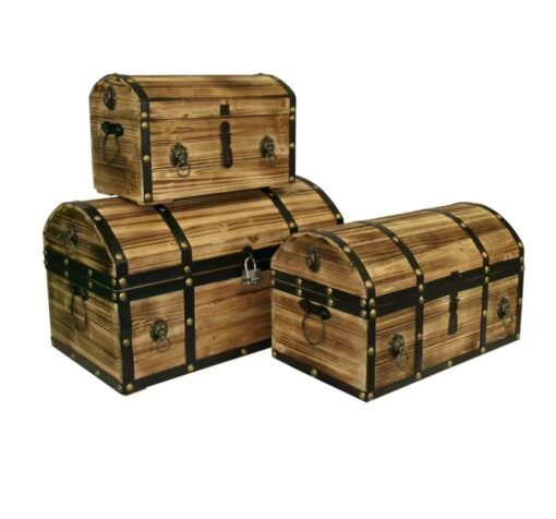 Vintage Wooden Treasure Chest Set, Set of 3 | Boxman
