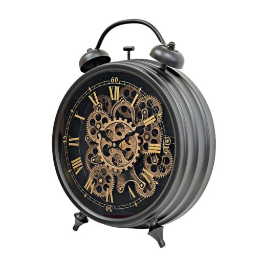 Black Moving Gears Table Clock - Image 2