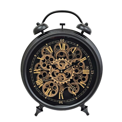 Black Moving Gears Table Clock