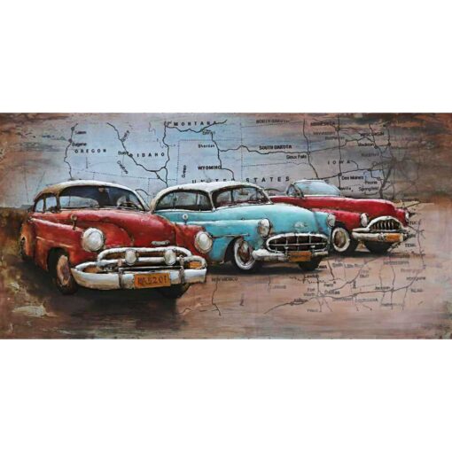 Vintage Cars Iron Hand Painted 3D Wall Art
