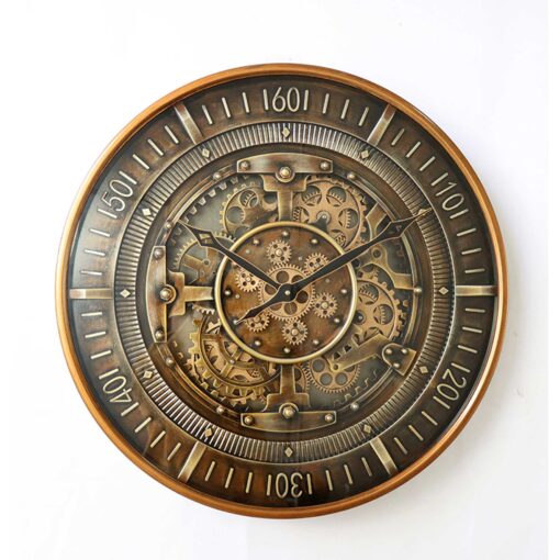 Bronze Moving Gears Wall Clock