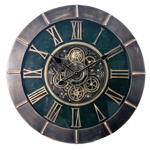 Gray Moving Gears Wall Clock