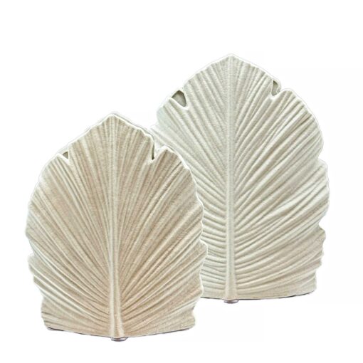 2 Pieces Textured White Handmade Ceramic Vase Set