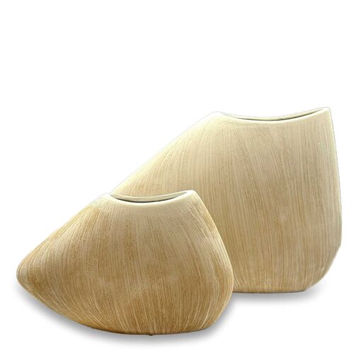 2 Pieces Cream Ceramic Vase - Image 2