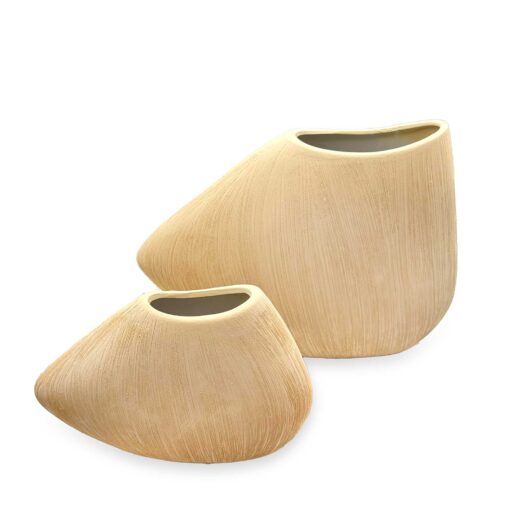 2 Pieces Cream Ceramic Vase