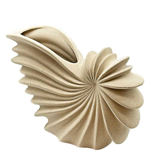 Shell-Shaped Textured Ceramic Vase - Image 2